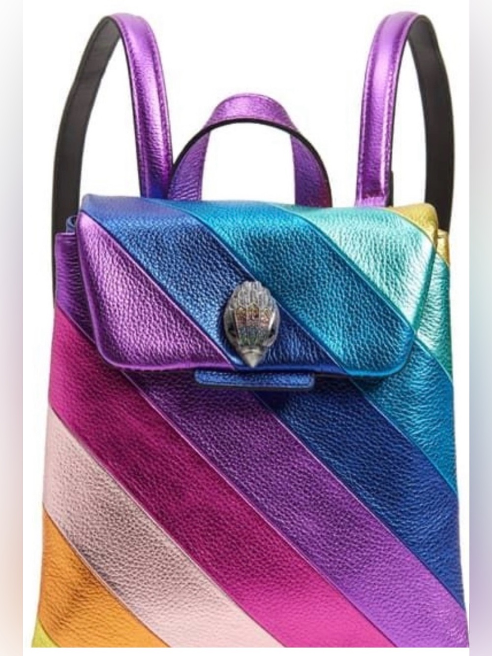 Multicolor Metallic Stripe Leather Backpack - Women Bags - Picture 2 of 7